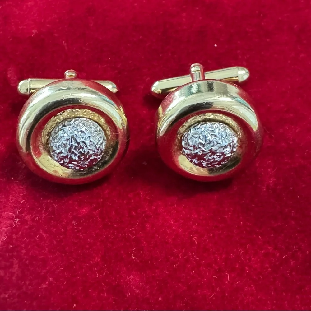 Sophisticated Gold and Silver Cuff Links with Clear Gemstone